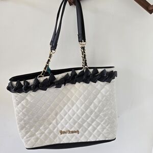 Steve Madden Black and White Quilted Tote